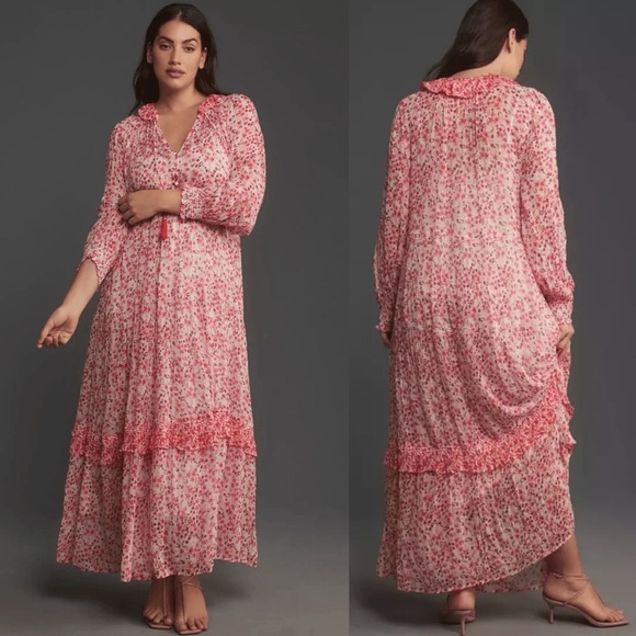 Anthropologie Dresses & Skirts - Anthropologie The Marais Printed Chiffon Maxi Dress in Red